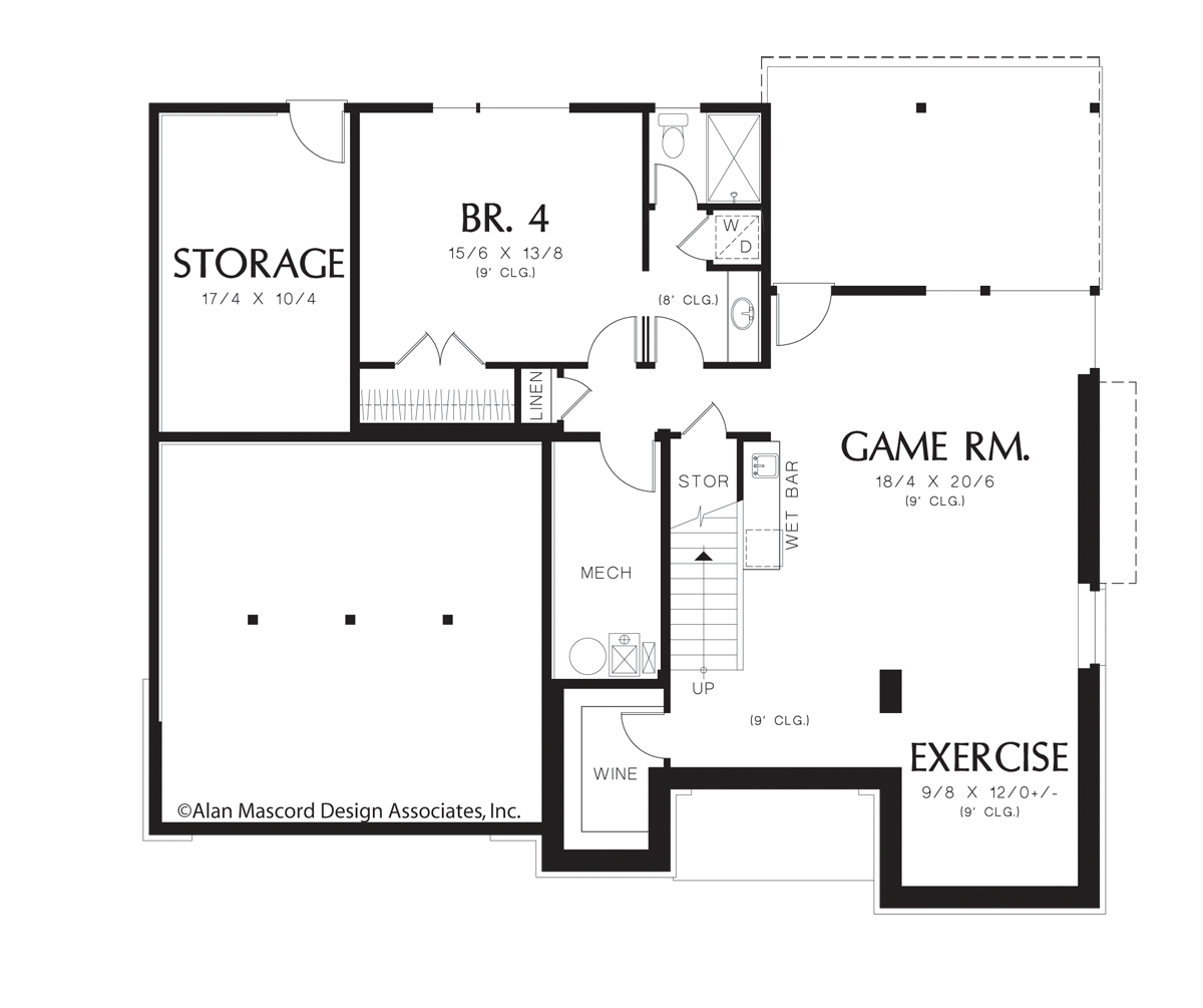 Lower Floor Plan image for Mascord Kenning-Contemporary Sloping Lot Plan with Creative Stone work-Lower Floor Plan