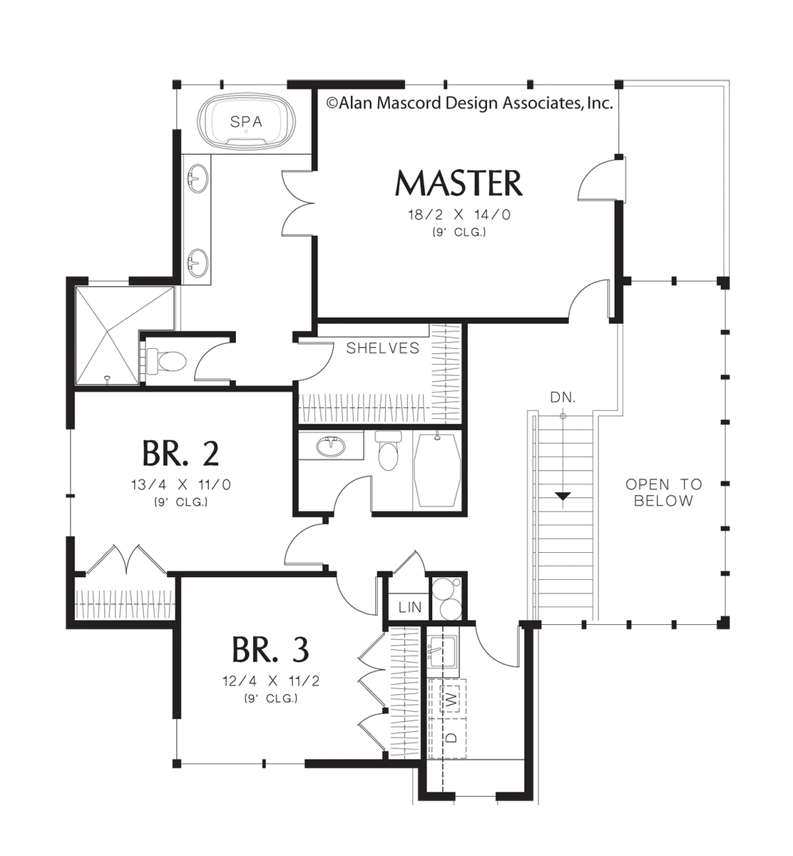 Upper Floor Plan image for Mascord Kenning-Contemporary Sloping Lot Plan with Creative Stone work-Upper Floor Plan