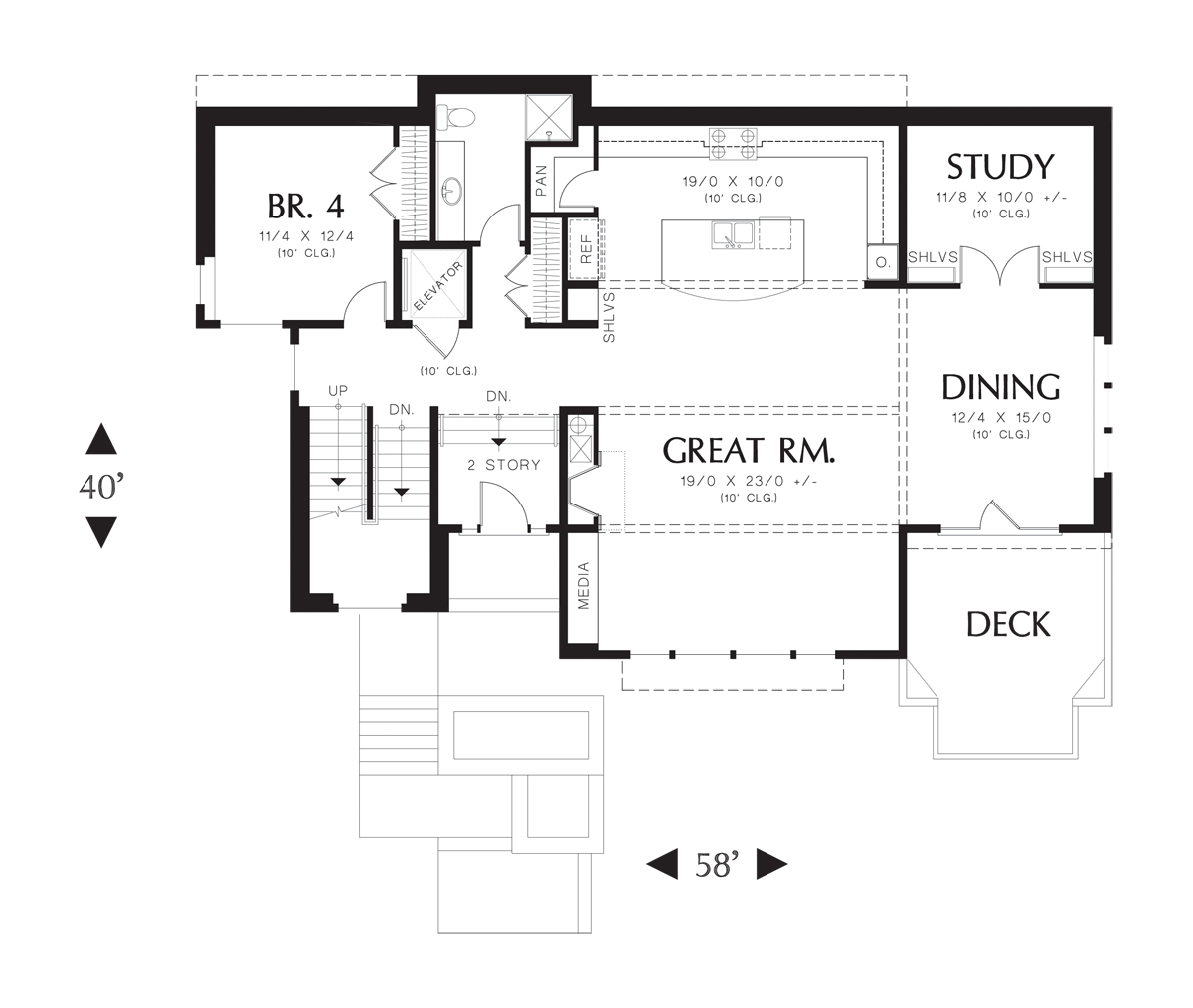 Main Floor Plan image for Mascord Raymond-Ideal Plan for Capturing Hillside Views-Main Floor Plan