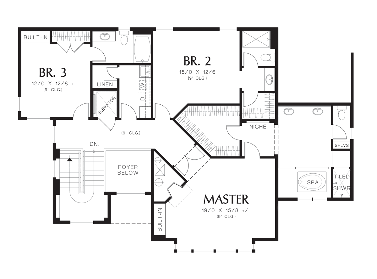 Upper Floor Plan image for Mascord Raymond-Ideal Plan for Capturing Hillside Views-Upper Floor Plan