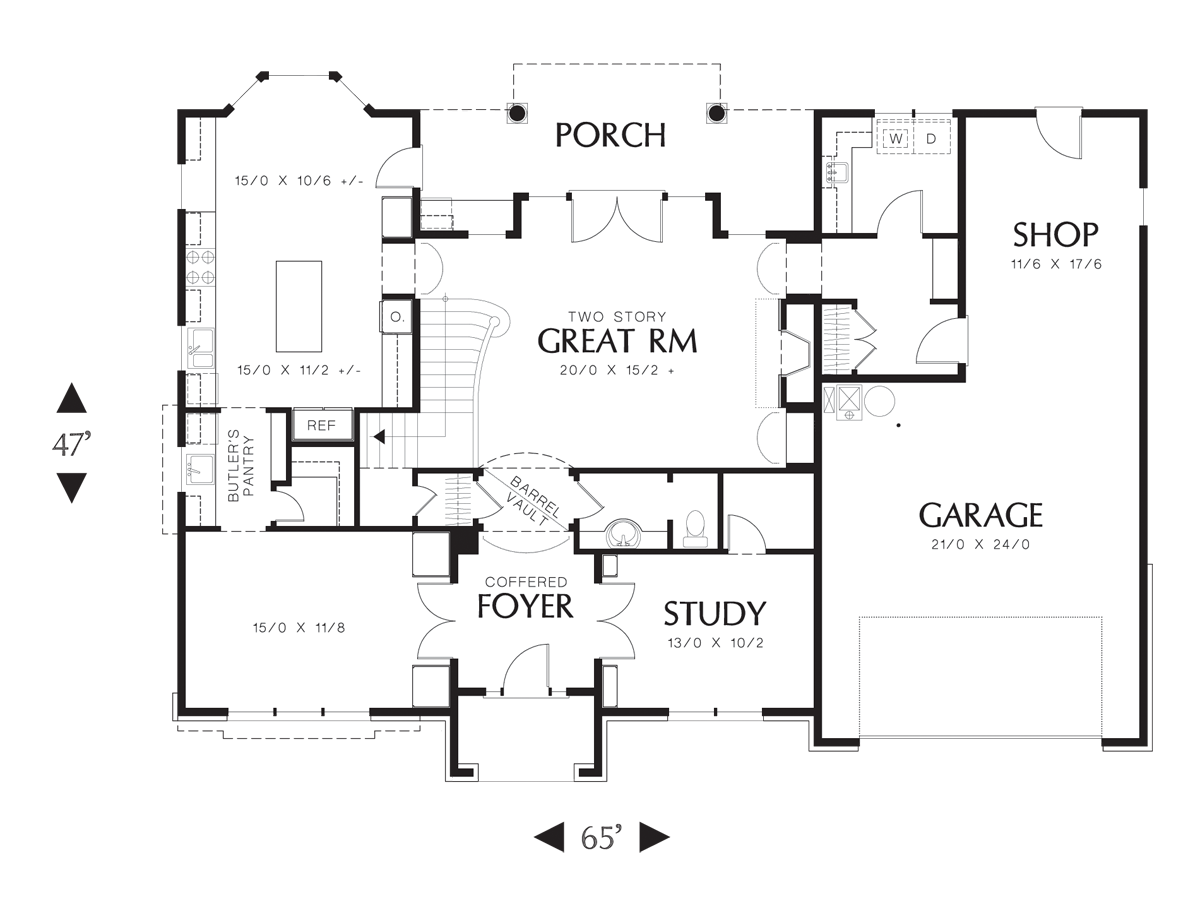 Main Floor Plan image for Mascord Kent-Classical Tudor with Modern Conveniences-Main Floor Plan