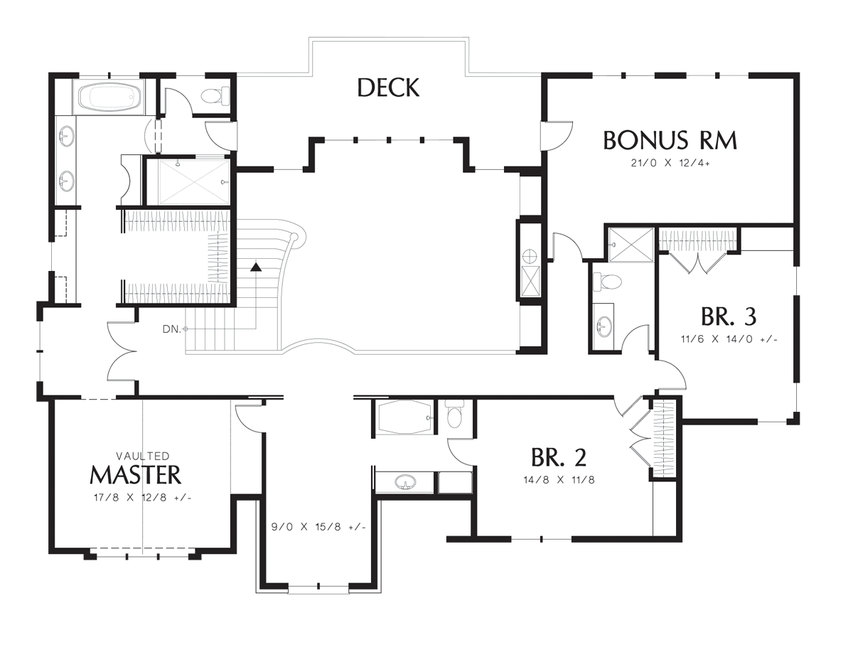 Upper Floor Plan image for Mascord Kent-Classical Tudor with Modern Conveniences-Upper Floor Plan