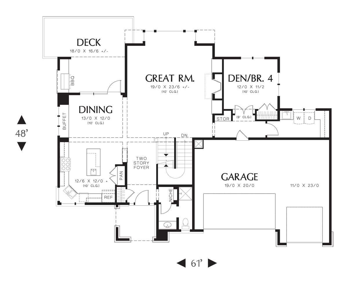 Main Floor Plan image for Mascord Riverview-Amazing Outdoor Spaces and Plenty of Room for Fun-Main Floor Plan