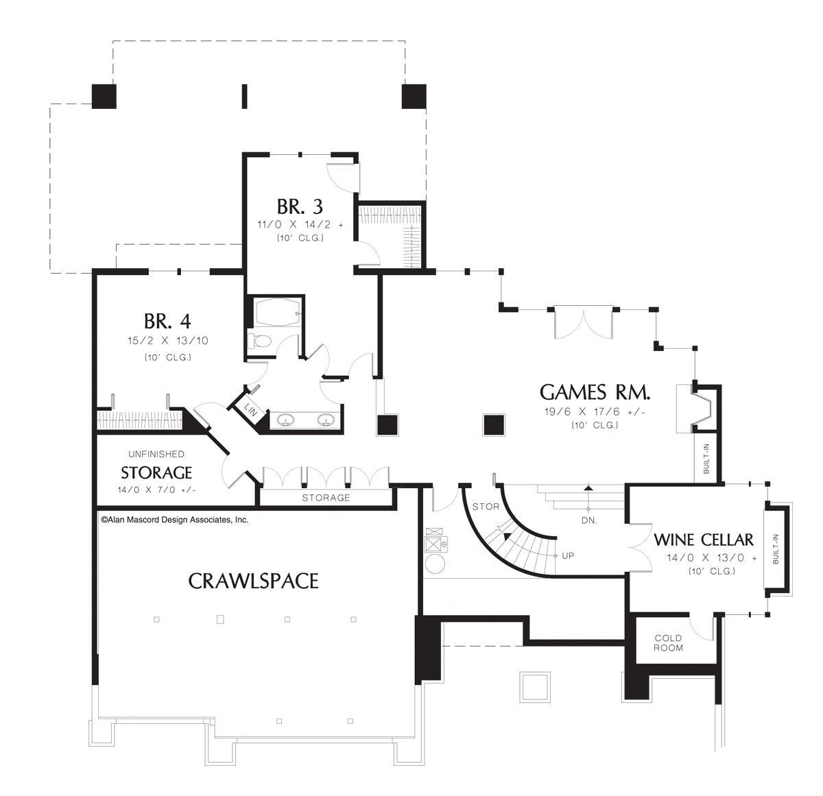 Lower Floor Plan image for Mascord Maxfield-3 Story Plan for Sloping Lot-Lower Floor Plan