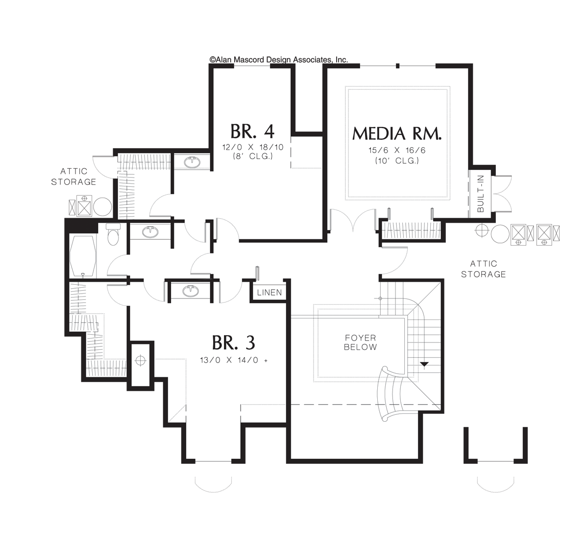 Upper Floor Plan image for Mascord Wellington-Master Suite and Guest Suite on First Floor-Upper Floor Plan