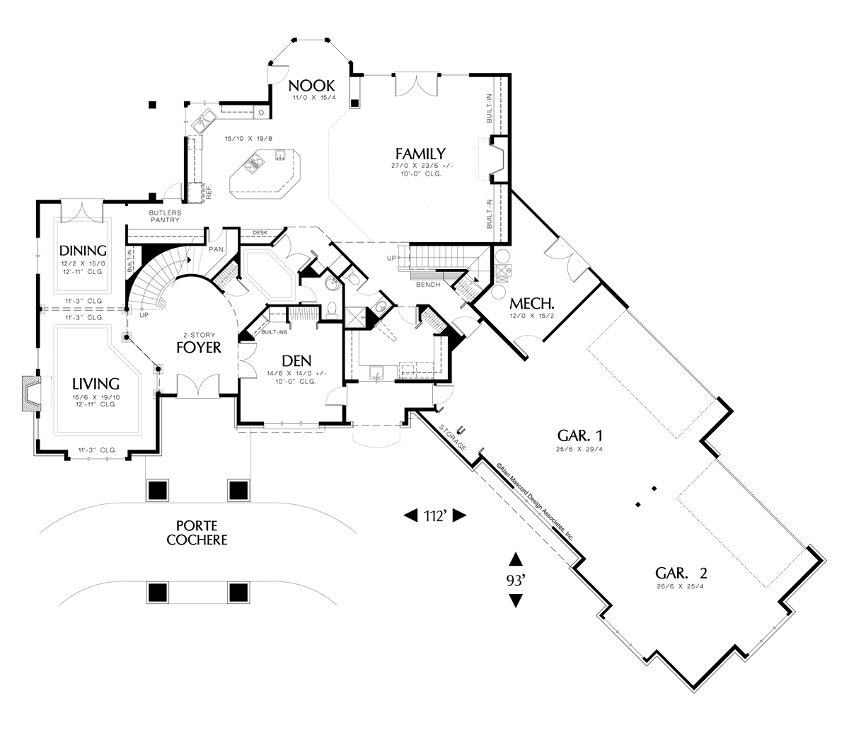 Main Floor Plan image for Mascord Lanagan-Shingle Plan with Drive Through Entry Way-Main Floor Plan