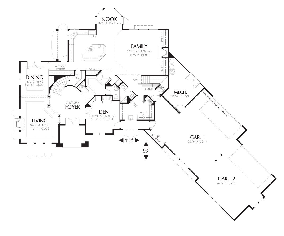 Main Floor Plan image for Mascord Wentworth-Moorish Details in Traditional Style Home-Main Floor Plan