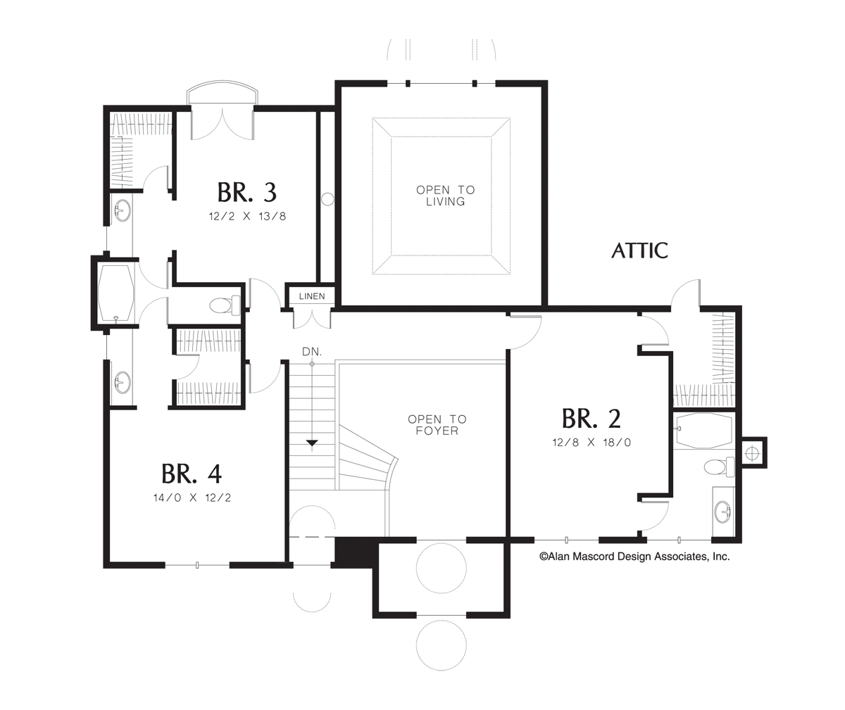 Upper Floor Plan image for Mascord Merino-Windows Abound in Luxury European Plan-Upper Floor Plan