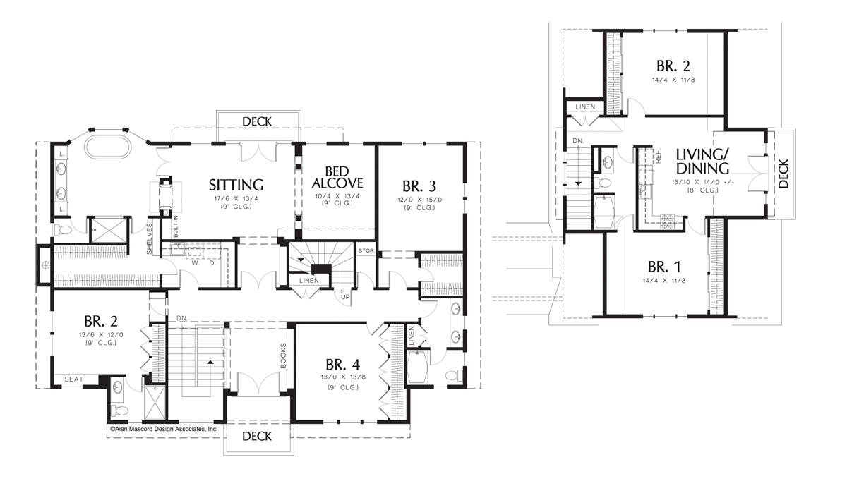 Upper Floor Plan image for Mascord Parnell-Luxury Home Plan with a Sunroom and Hobby Room-Upper Floor Plan
