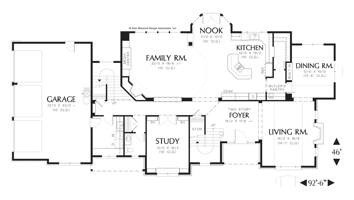 Main Floor Plan image for Mascord Fireglow-Grand Manor Plan with Garage on Side-Main Floor Plan