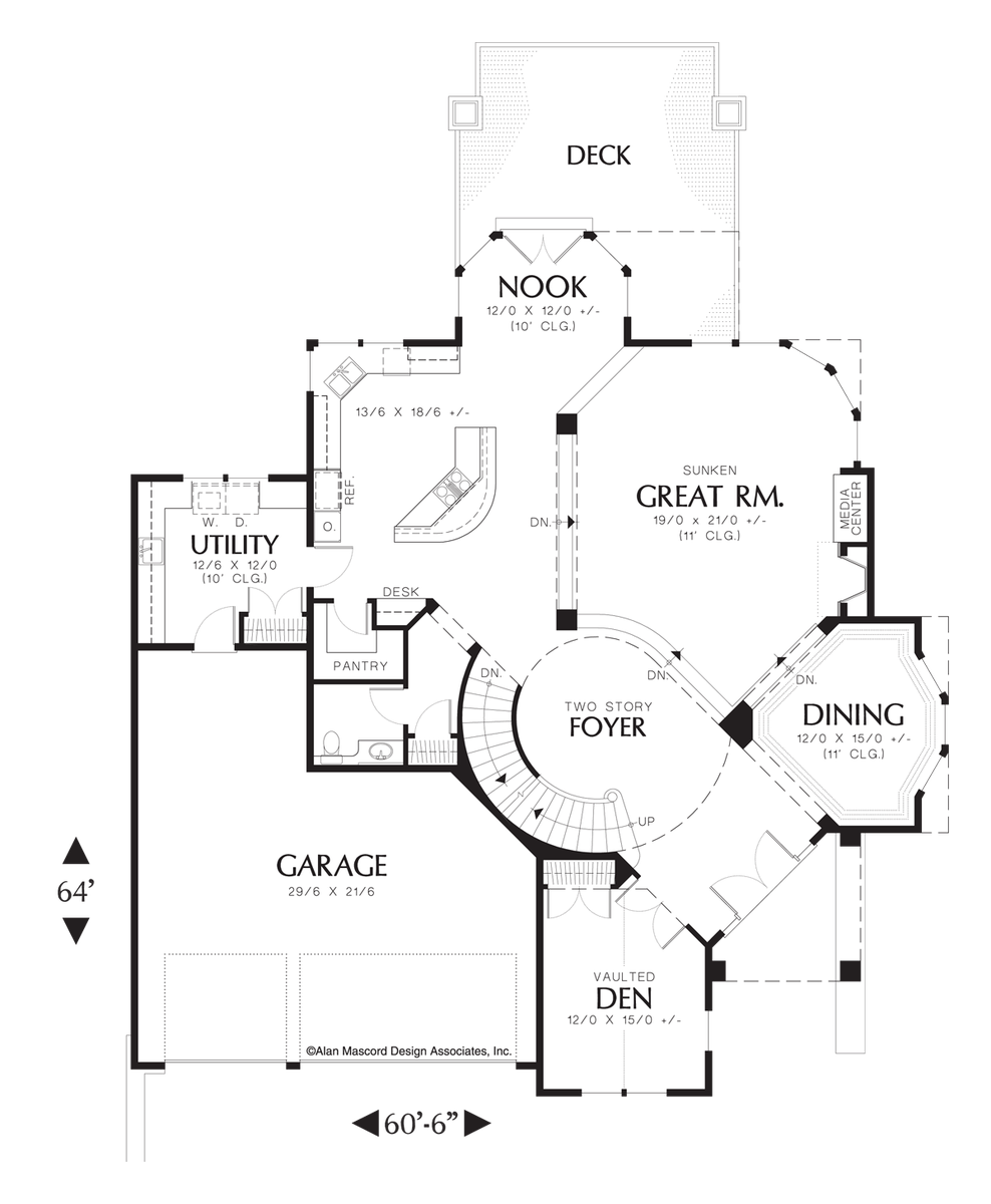 Main Floor Plan image for Mascord Mendon-Luxurious Design with Circular Staircase-Main Floor Plan
