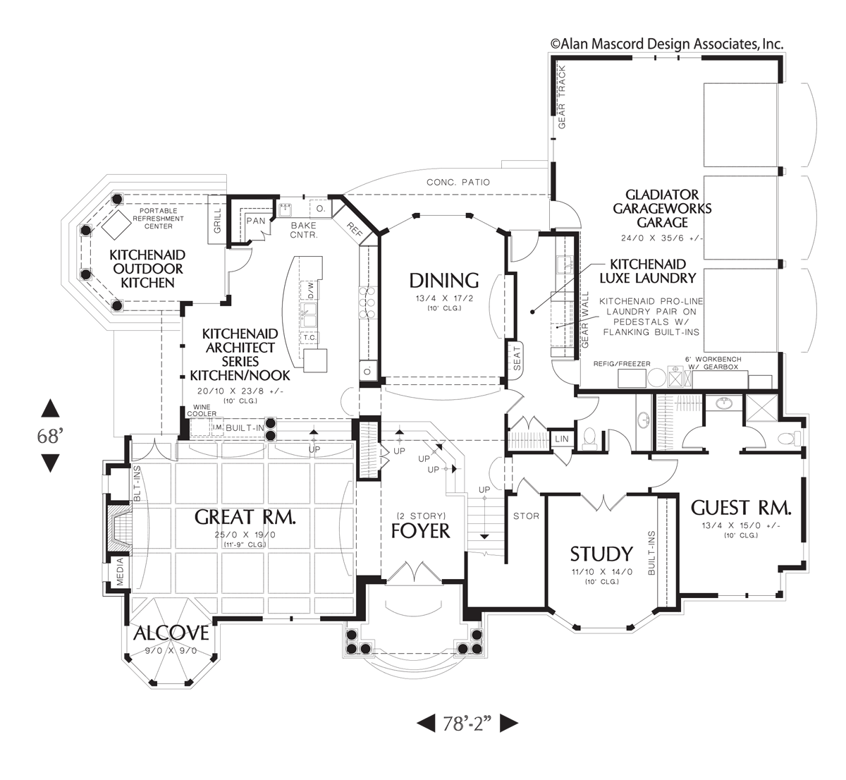 Main Floor Plan image for Mascord Stolon-Award Winning Four Bedroom Craftsman Plan-Main Floor Plan