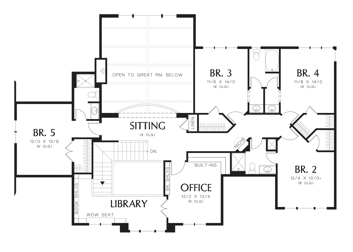Upper Floor Plan image for Mascord Winthrop-Northeastern Shingle Style Home Plan-Upper Floor Plan