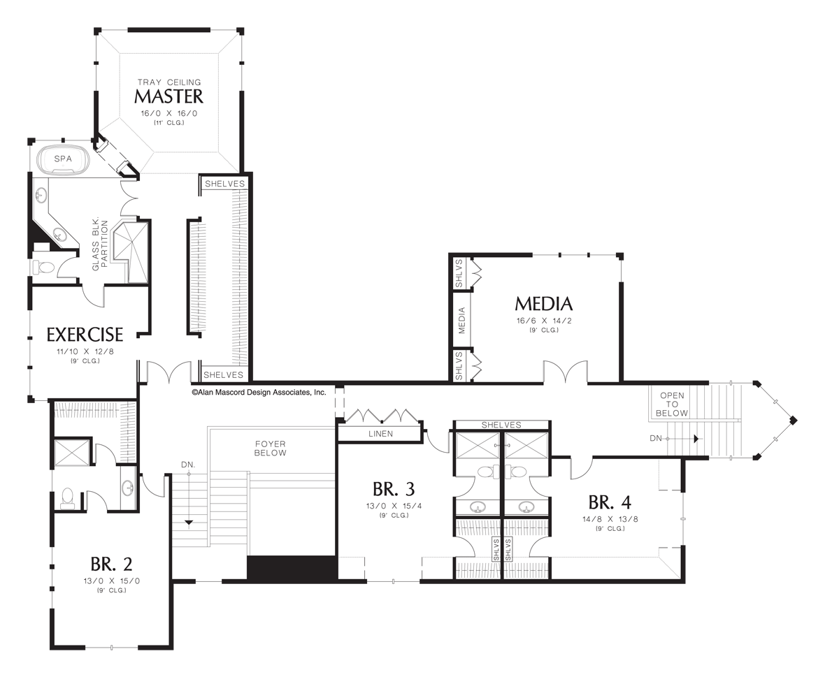 Upper Floor Plan image for Mascord Everton-Eye Catching Traditional Plan with Gallery-Upper Floor Plan