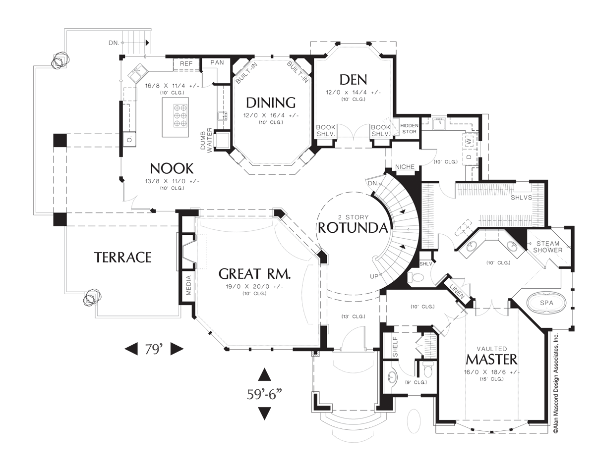 Main Floor Plan image for Mascord Garrington-Vaulted Master with Steam Shower and Tub-Main Floor Plan