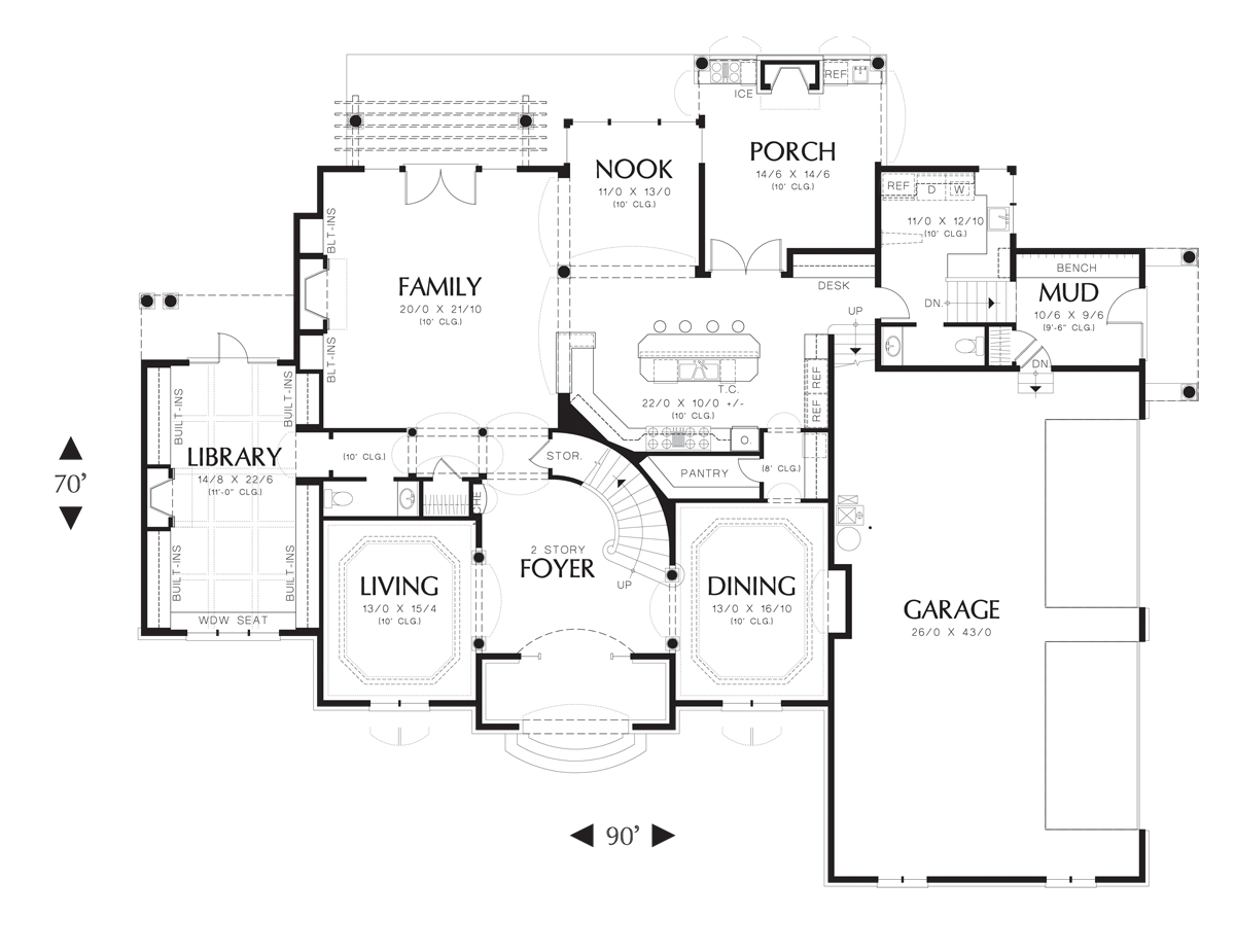 Main Floor Plan image for Mascord Benedict-Stately European Style Home Fit For Royalty-Main Floor Plan