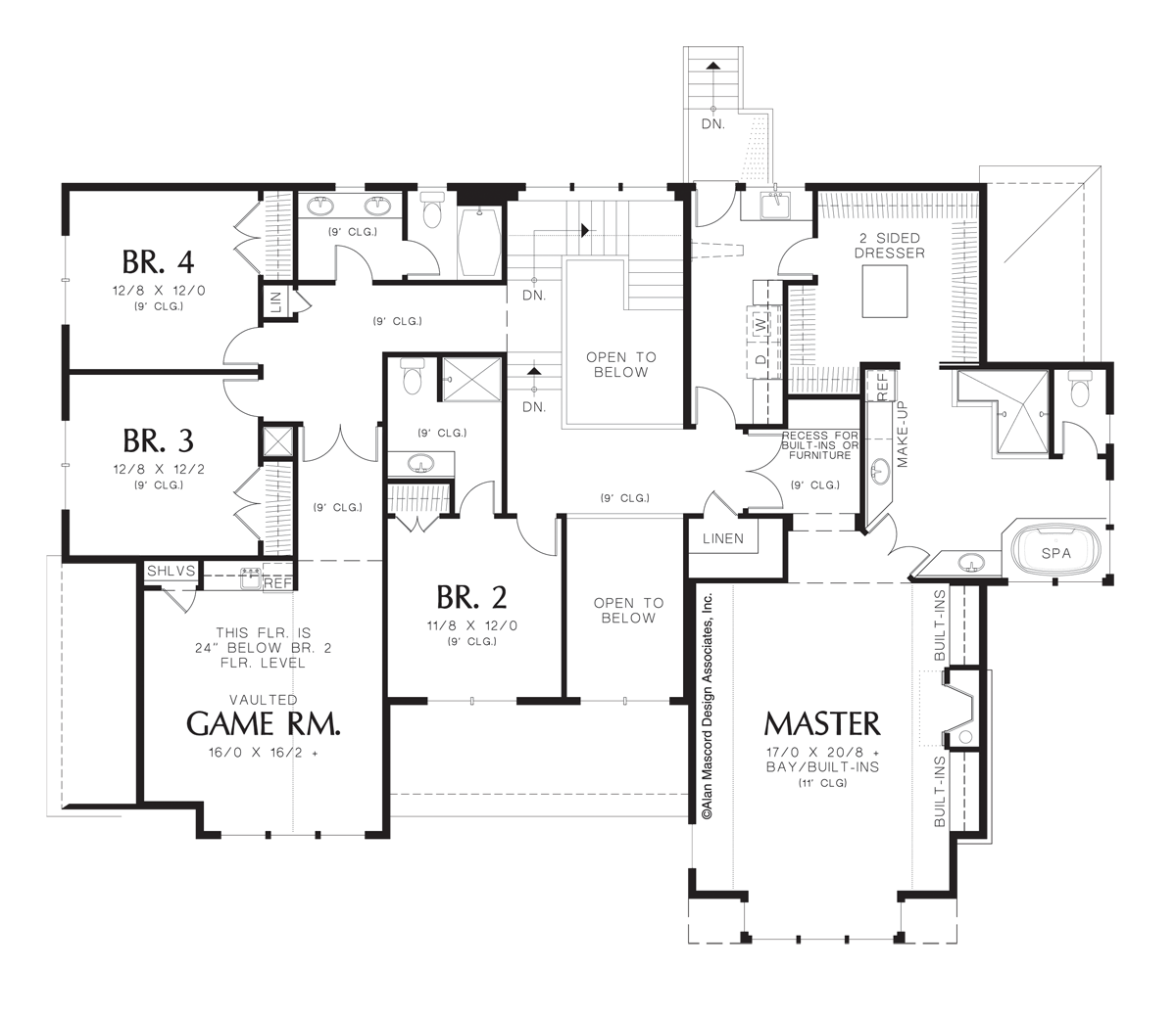 Upper Floor Plan image for Mascord Kincade-Large Craftsman with Cozy Feel-Upper Floor Plan