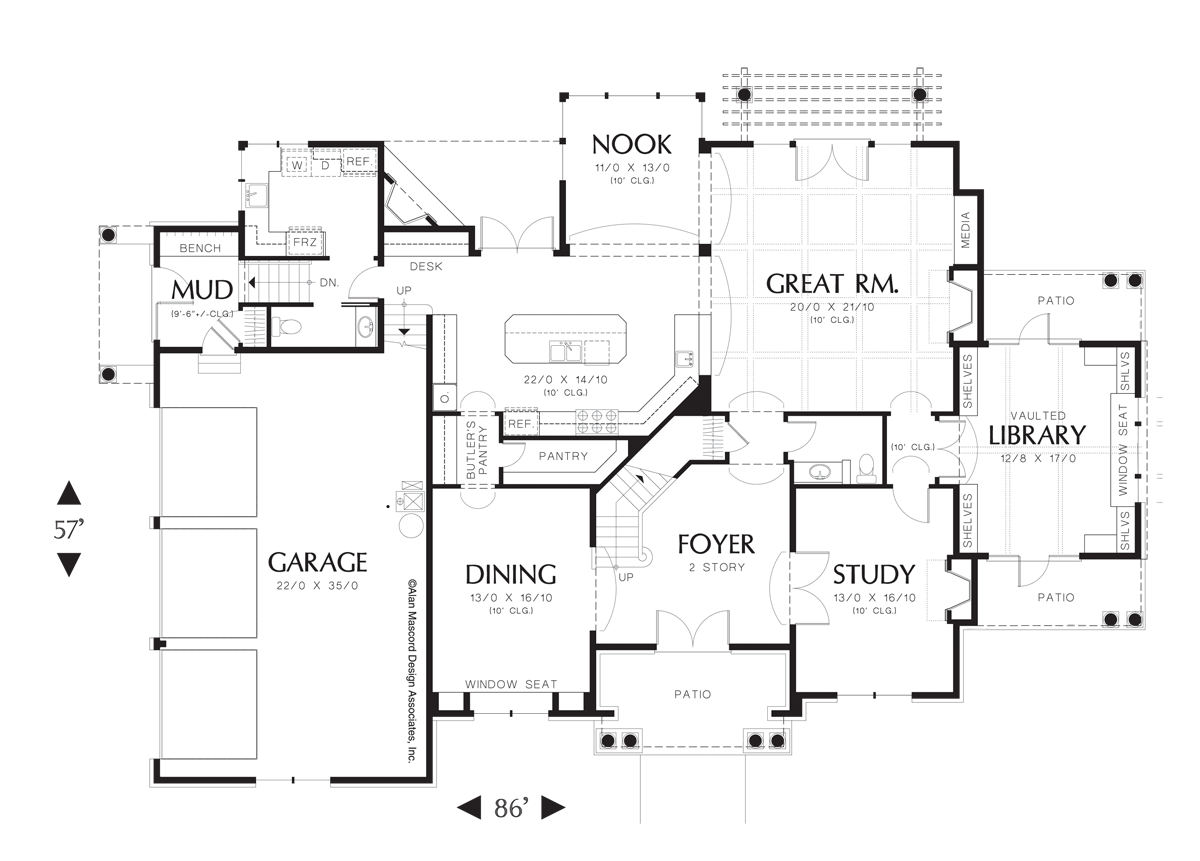 Main Floor Plan image for Mascord Anniston-Large Home Designed for Sloping Lot-Main Floor Plan