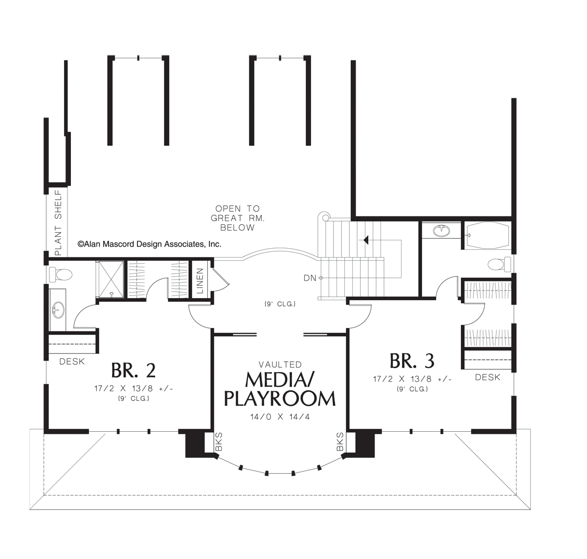 Upper Floor Plan image for Mascord Seligman-Master Suite Features His and Hers Bathrooms-Upper Floor Plan