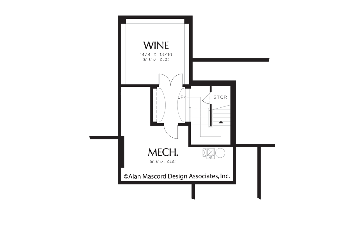 Lower Floor Plan image for Mascord Hallsville-Large European Country Design with Angled Garage-Lower Floor Plan