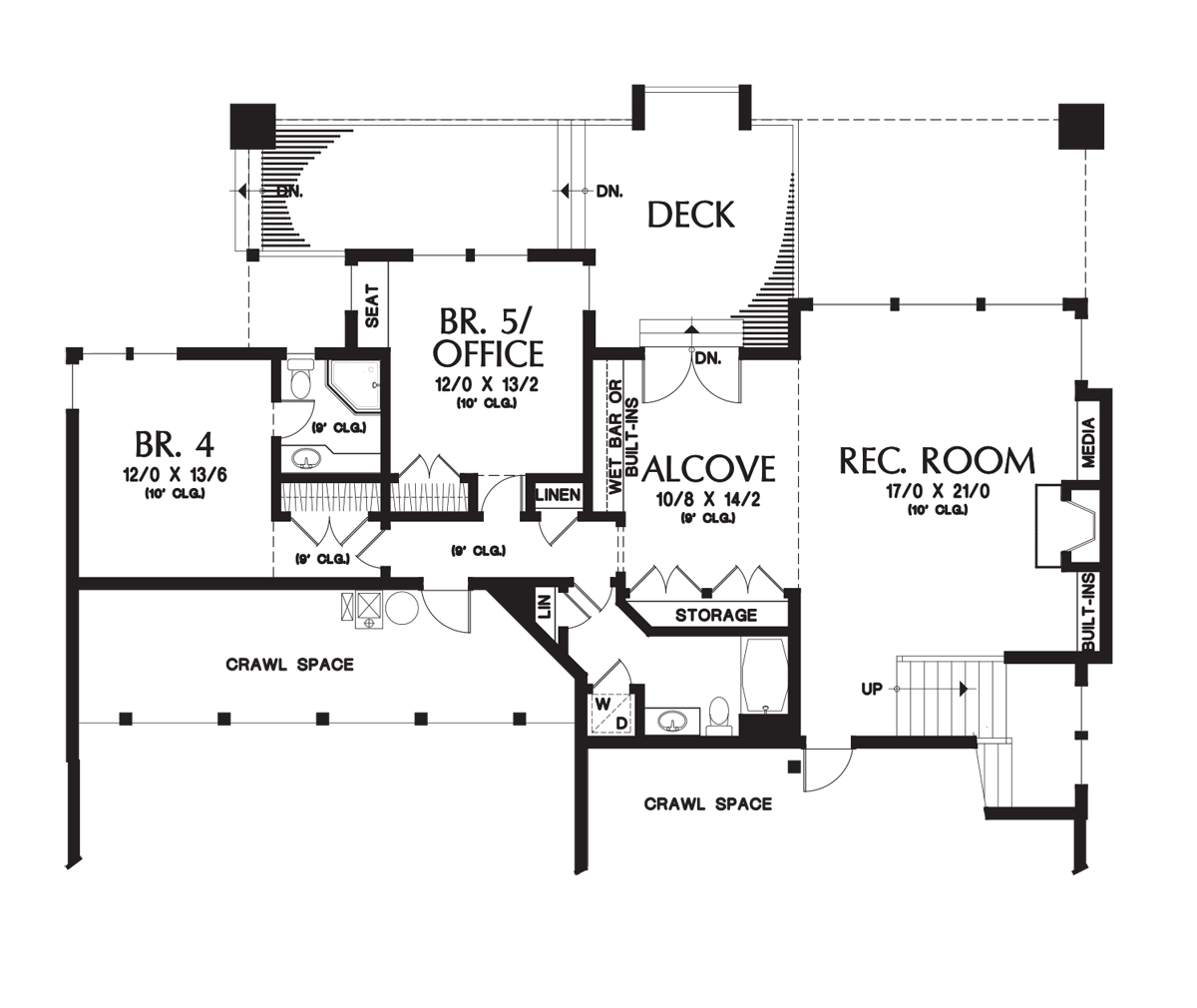 Lower Floor Plan image for Mascord Karstan-Flexible Modern Home for Sloping Lot-Lower Floor Plan