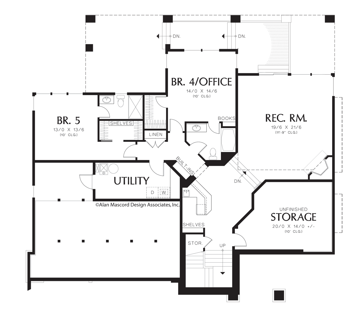 Lower Floor Plan image for Mascord Rylander-Contemporary Prairie with Daylight Basement-Lower Floor Plan