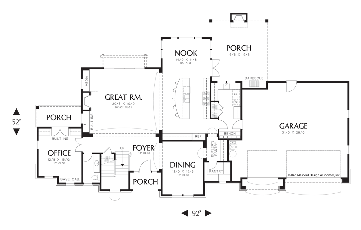 Main Floor Plan image for Mascord Lyndale-Unique Architectural Details in Simple Floor Plan-Main Floor Plan