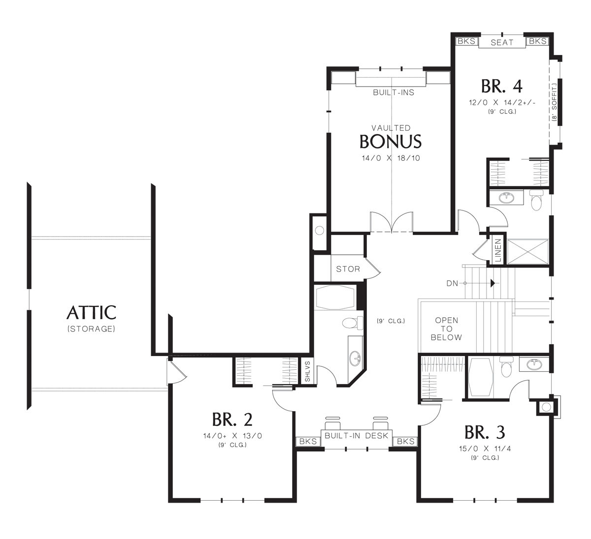 Upper Floor Plan image for Mascord Copper Falls-Featured in the 2007 Seattle Street of Dreams-Upper Floor Plan