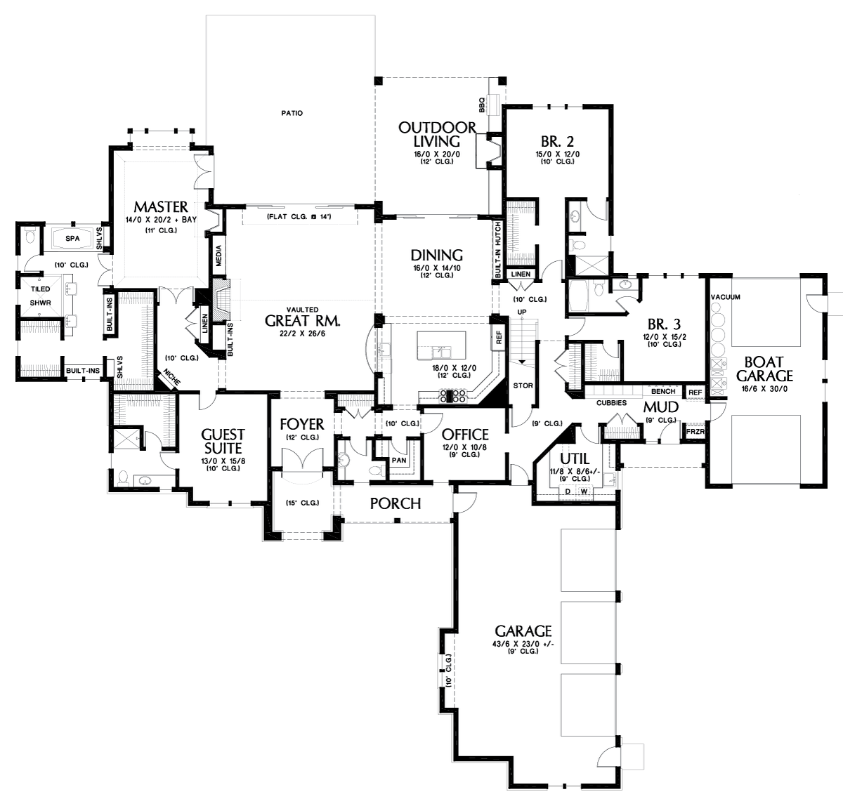 Main Floor Plan image for Mascord Williamson-Sumptuous Manor Suited to Lakeside Living-Main Floor Plan