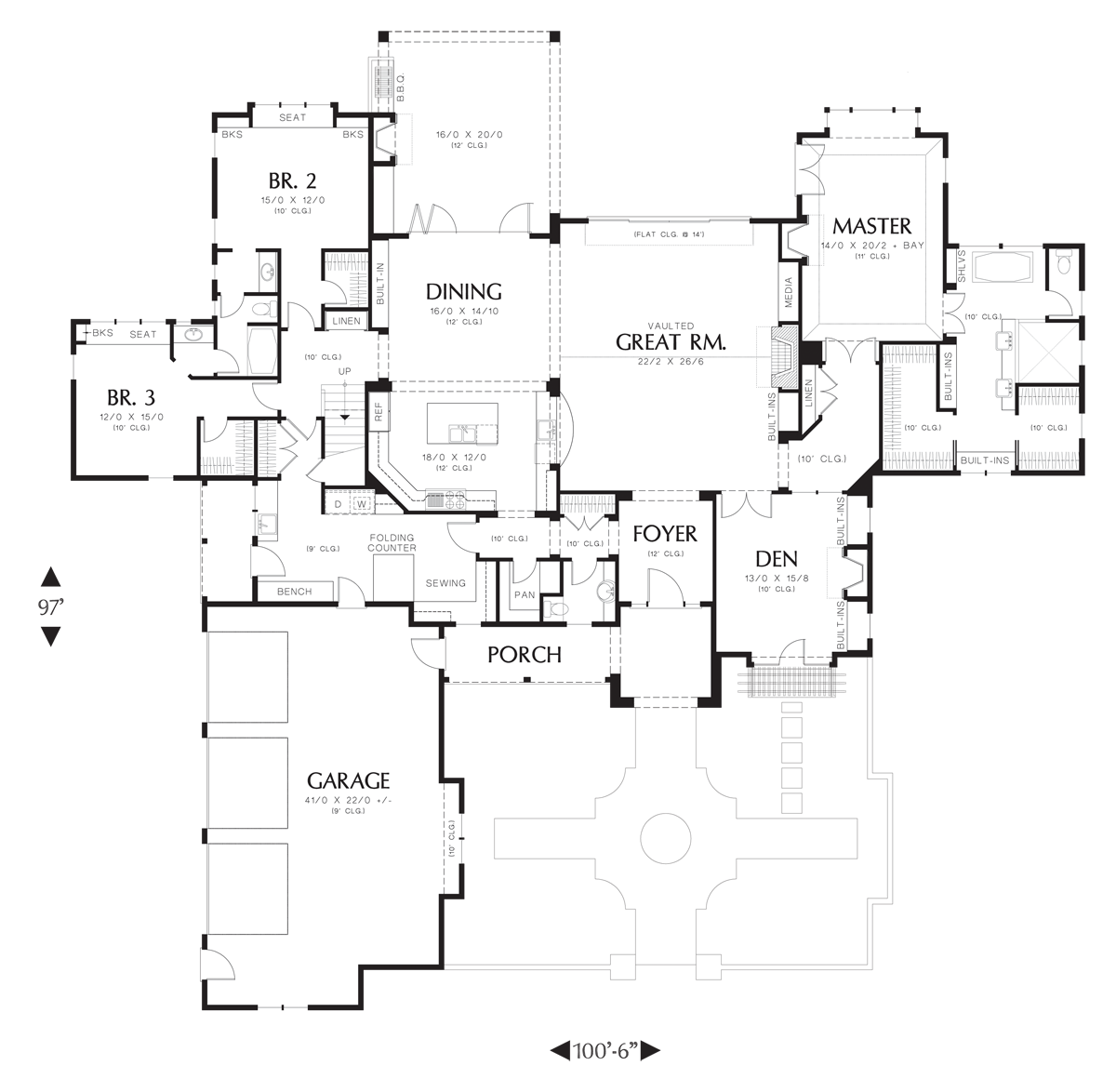 Main Floor Plan image for Mascord Terrebonne-Featured in the 2007 Portland Street of Dreams-Main Floor Plan