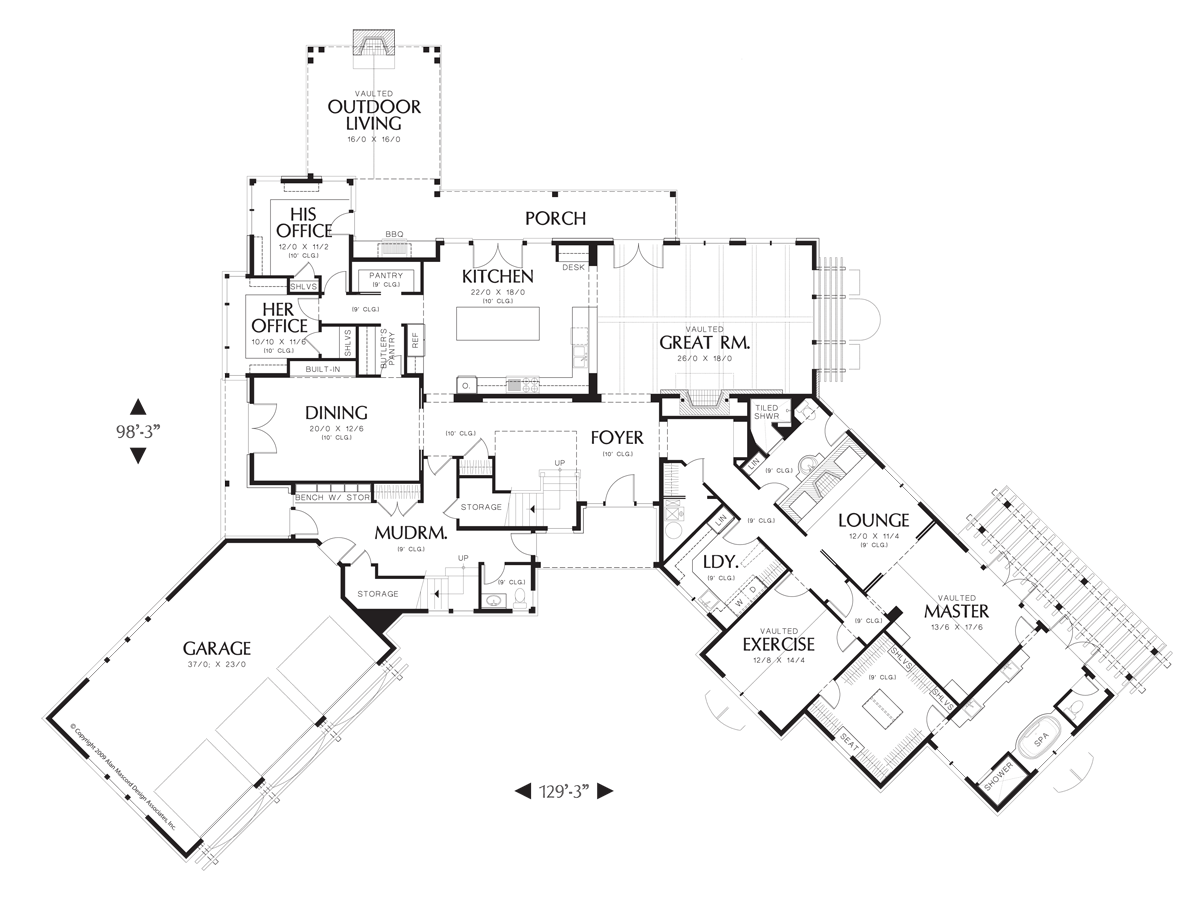 Main Floor Plan image for Mascord Letterham-Luxury Lodge wth Open Floor Plan and Ample Amenities-Main Floor Plan