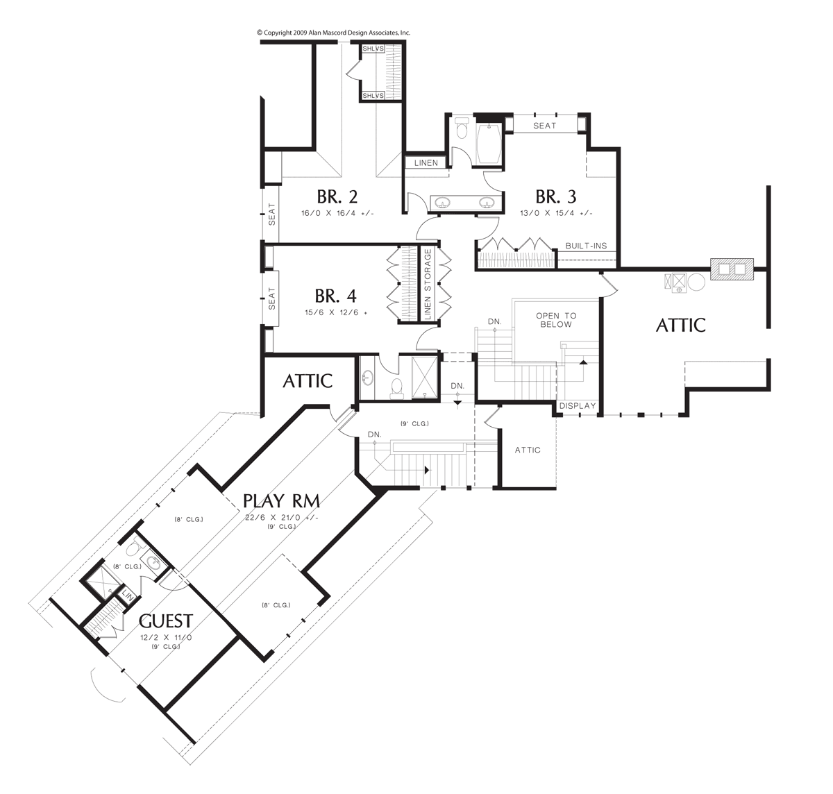 Upper Floor Plan image for Mascord Letterham-Luxury Lodge wth Open Floor Plan and Ample Amenities-Upper Floor Plan
