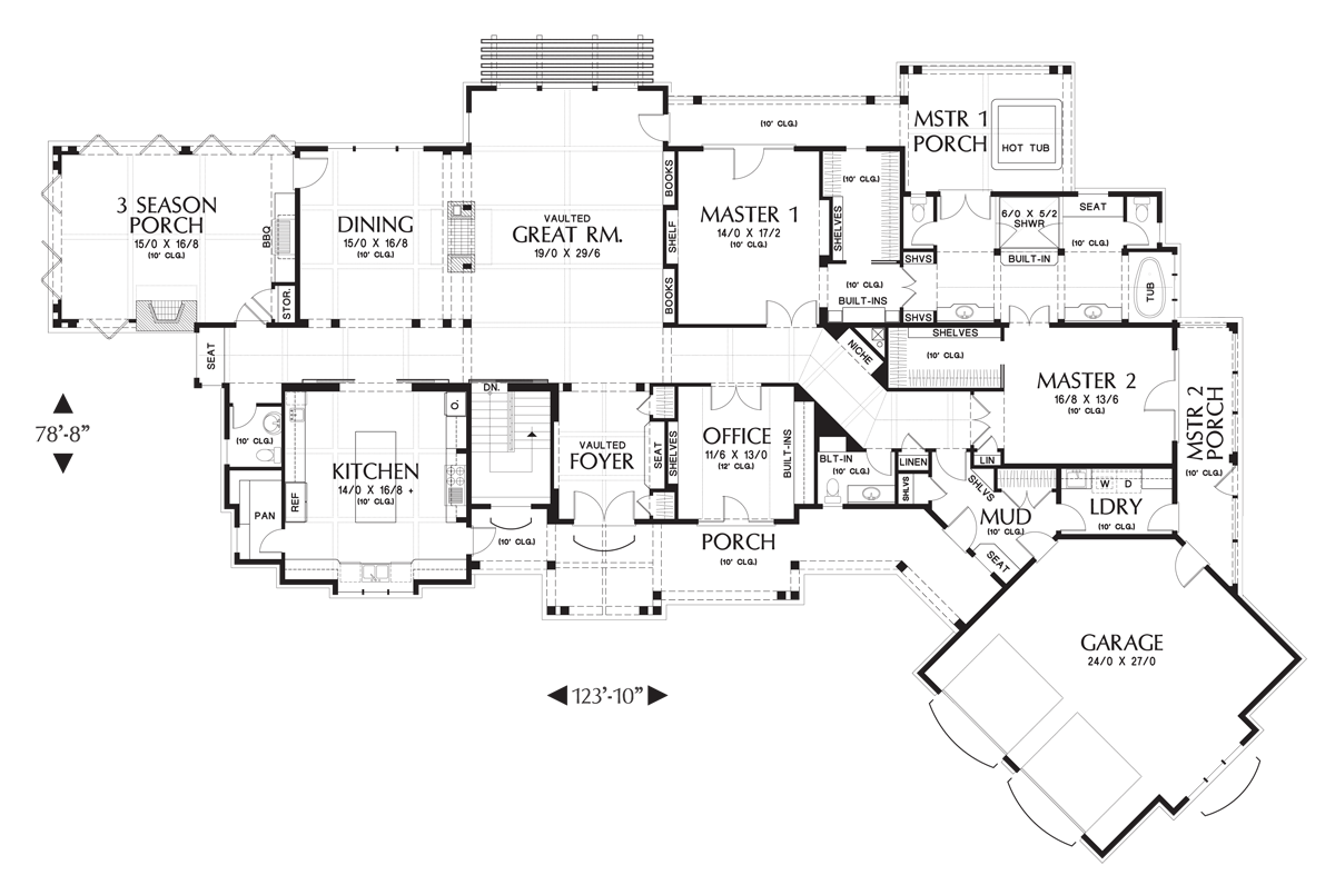 Main Floor Plan image for Mascord Hendrick-Beautiful Mountain Ranch with Great Outdoor Connection-Main Floor Plan