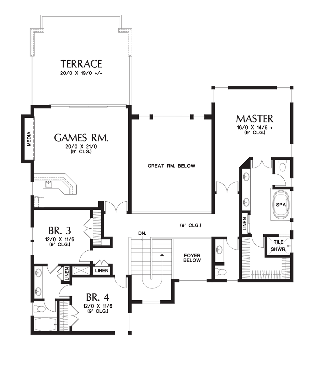 Upper Floor Plan image for Mascord Summerville-A Contemporary Street of Dreams Design of Luxurious Proportions-Upper Floor Plan