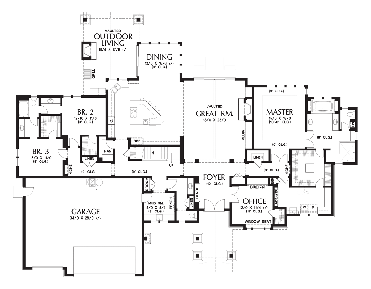 Main Floor Plan image for Mascord Millersburg-Luxurious Mountain Ranch Home-Main Floor Plan
