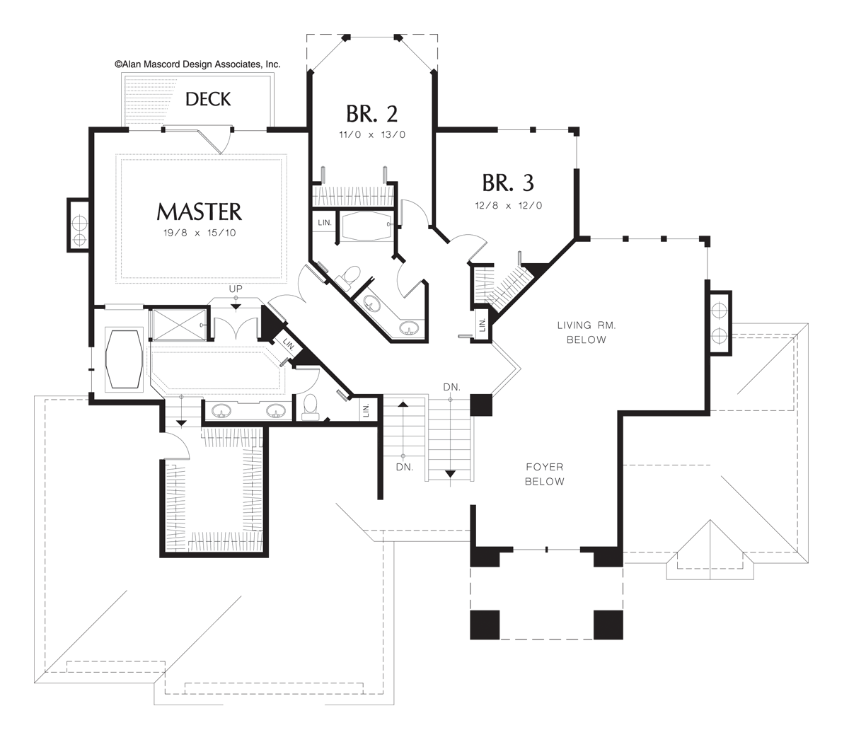 Upper Floor Plan image for Mascord Tayner-European Plan with Living Room and Corner Wet Bar-Upper Floor Plan