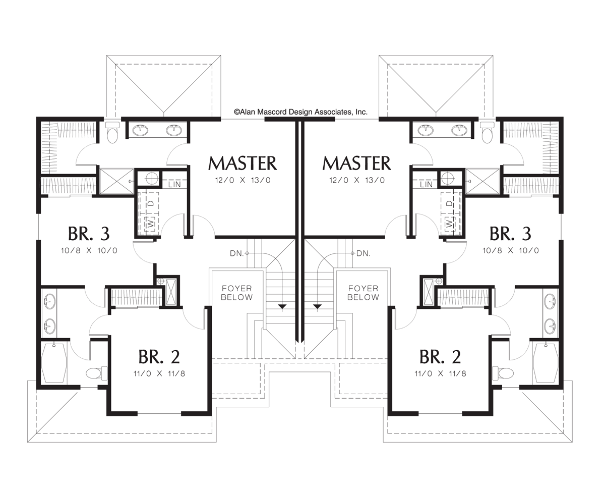 Applegate: Large Colonial Style Duplex Plan | 2928 Sq Ft