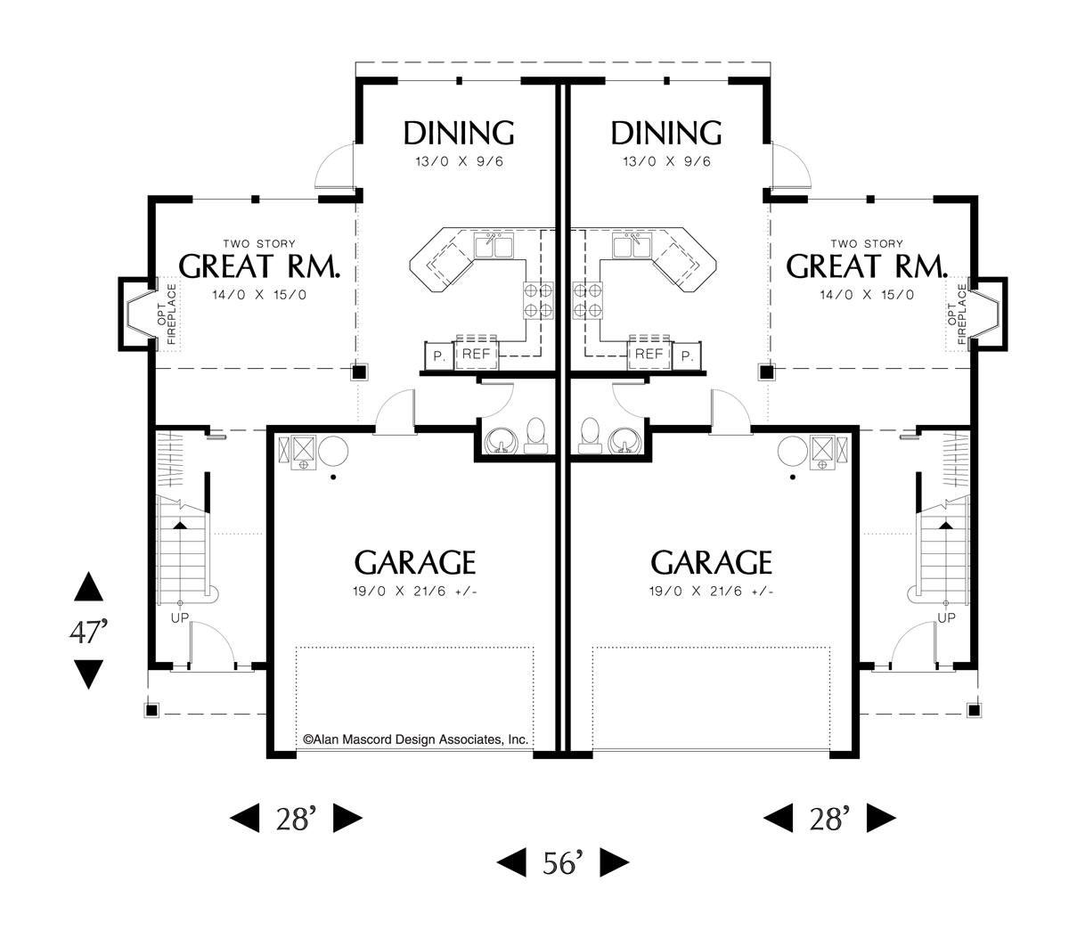 Main Floor Plan image for Mascord Johnsonville-Two Story Great Room in Quiet Duplex-Main Floor Plan