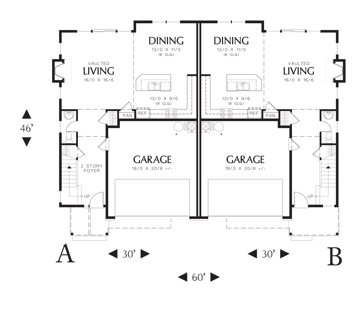 Main Floor Plan image for Mascord Hawthorn-Separately Styled Entries and Open Floor Plans-Main Floor Plan