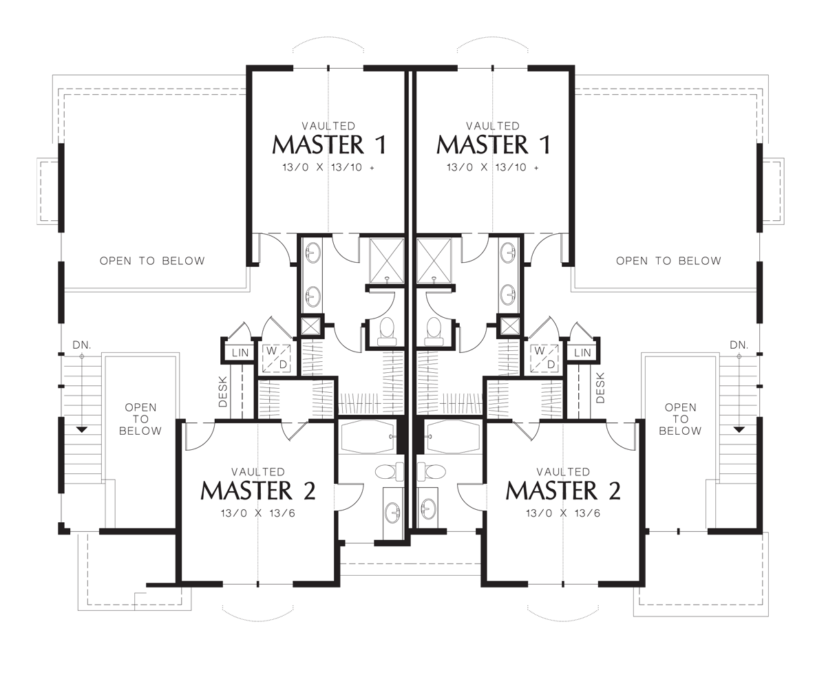 Upper Floor Plan image for Mascord Hawthorn-Separately Styled Entries and Open Floor Plans-Upper Floor Plan