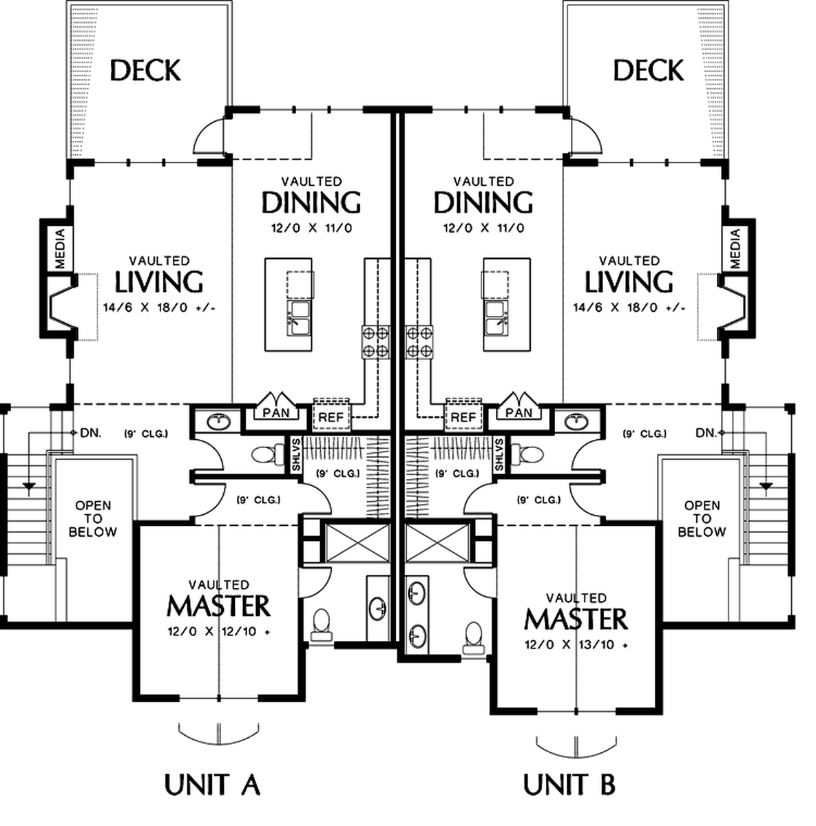 Upper Floor Plan image for Mascord Mapplethorpe-Quaint Shingled Duplex Plan-Upper Floor Plan