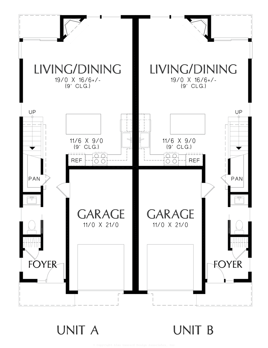 Main Floor Plan image for Mascord Grady-Contemporary Duplex with Modern Ameneties-Main Floor Plan