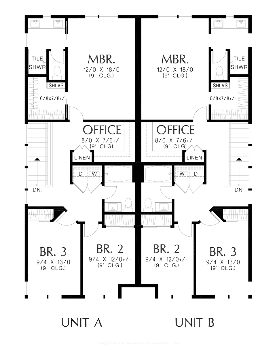 Upper Floor Plan image for Mascord Grady-Contemporary Duplex with Modern Ameneties-Upper Floor Plan