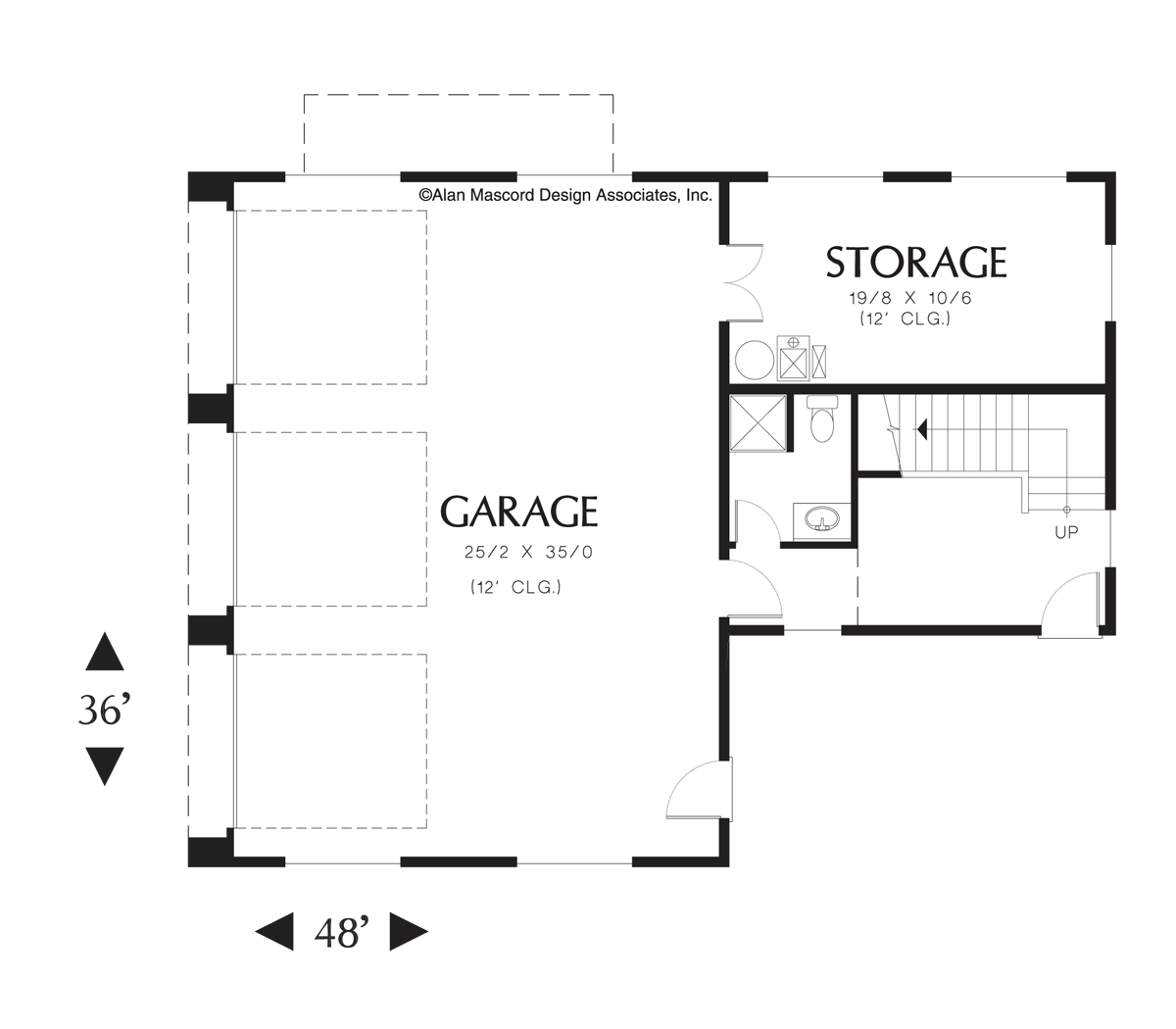 Main Floor Plan image for Mascord Pomona-Triple Garage, Storage and Flexible Space-Main Floor Plan