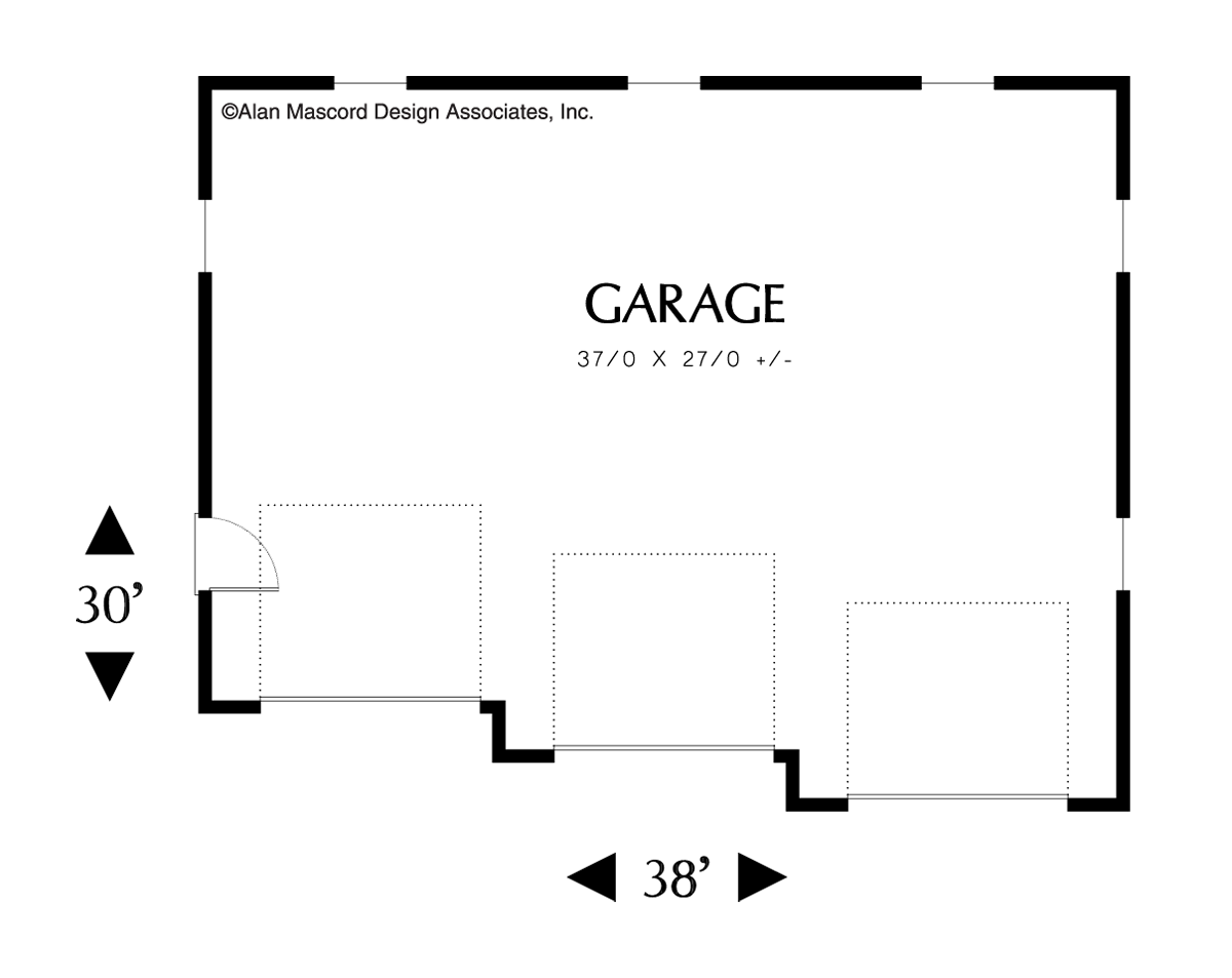 Main Floor Plan image for Mascord Earnhardt-Triple Garage with Elegant Roofline-Main Floor Plan