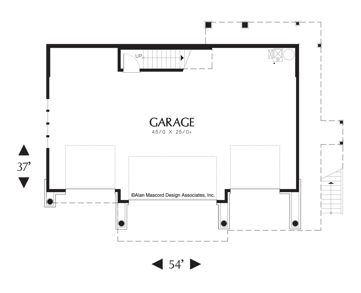Main Floor Plan image for Mascord Barnesville-One Bedroom Suite Over Four Car Garage-Main Floor Plan