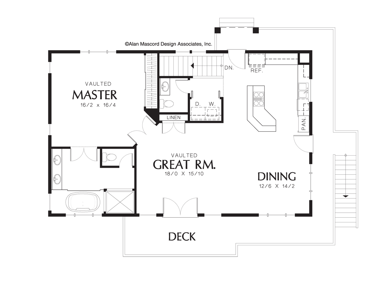 Upper Floor Plan image for Mascord Barnesville-One Bedroom Suite Over Four Car Garage-Upper Floor Plan