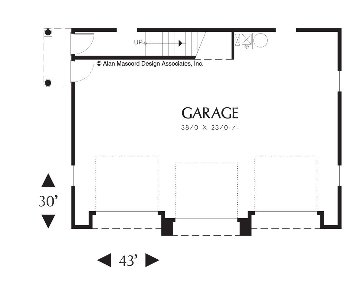 Main Floor Plan image for Mascord Eastman-Two Bedroom Guest Suite over 3-Car Plan-Main Floor Plan