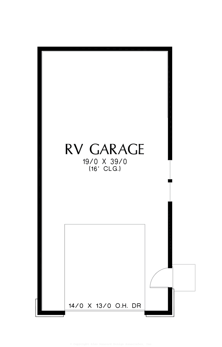 Main Floor Plan image for Mascord Brands Hatch-Need space for an RV? This garage plan has you covered-Main Floor Plan