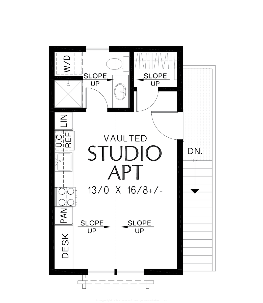 Upper Floor Plan image for Mascord Aberdare Park-Garage Plan with Studio Apartment Above-Upper Floor Plan